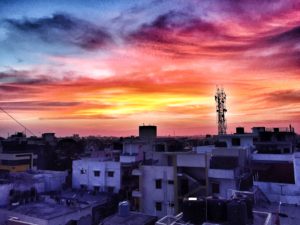 curried cauliflower-India-sunset